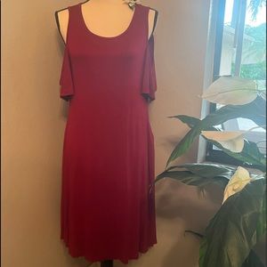 👗NWT PCEAIIH Woman’s Cold Shoulder Red Dress Size L
